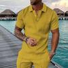 New Trendy Men'S Summer Collar Paul T-Shirt Men'S Heavy Oversize Solid Color Casual Short Sleeve
