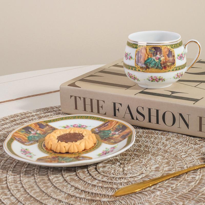 Керамическая домашняя костяная фарфоровая чашка для кофе и тарелка, устойчивая к высоким температурам