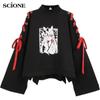 Women's Clothing Anime Printed Cross Ribbon Men's T-Shirt Harajuku Spring Top Hoodies Sweatwear Japanese Style Anime Top