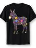 Fashionable Men's T-shirt, Black T-shirt with Floral Donkey Pattern Print, 180gsm 100% Cotton, Round