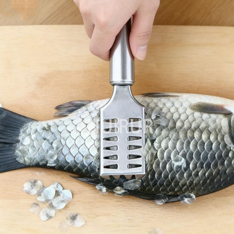 Stainless Steel Multi-Functional Fish Scaler, Fish Scale Scraper, Stainless Steel Scaling Knife, Fish Descaler, Fish Butchering Knife
