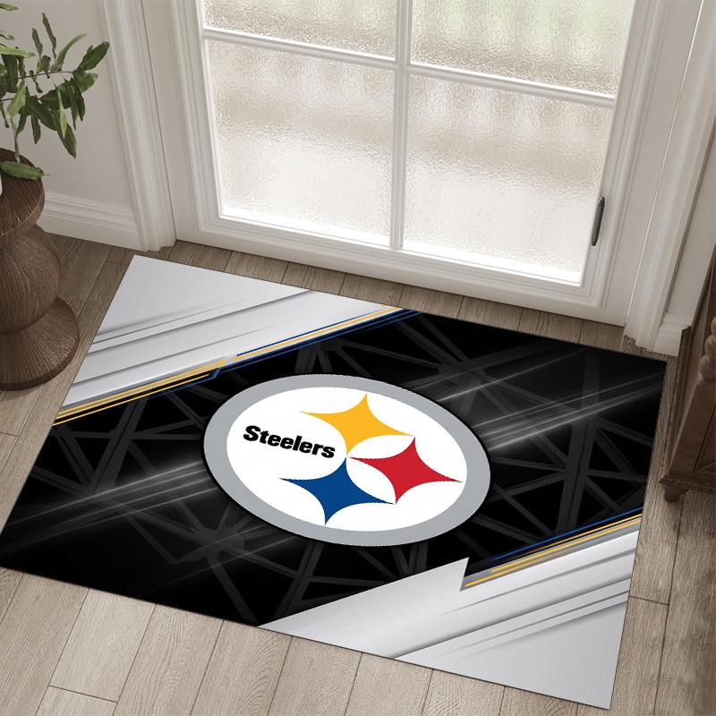 Pittsburgh Steelers Design Crystal Velvet Carpet Cozy Non?Slip Printed Rug For Bedroom Living Room Entrance