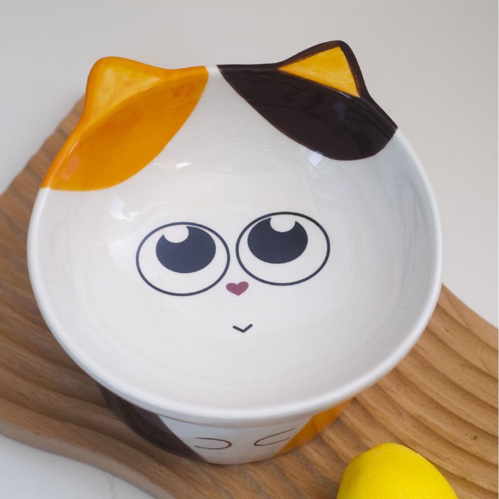 Керамическая миска для кошек с высокими ножками, миска для домашних животных, наклонная миска с защитой для шеи, декоративный керамический ящик для хранения, настольное хранилище