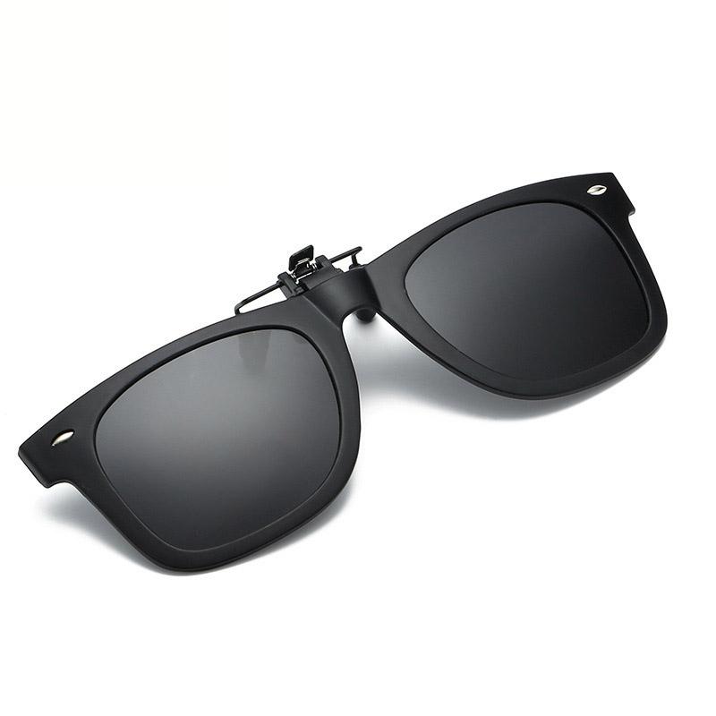 Неполяризованные мужские поляризованные солнцезащитные очки с откидной линзой для женщин, очки ночного видения для вождения, антибликовые, винтажные, квадратные, с клипсой для рыбалки