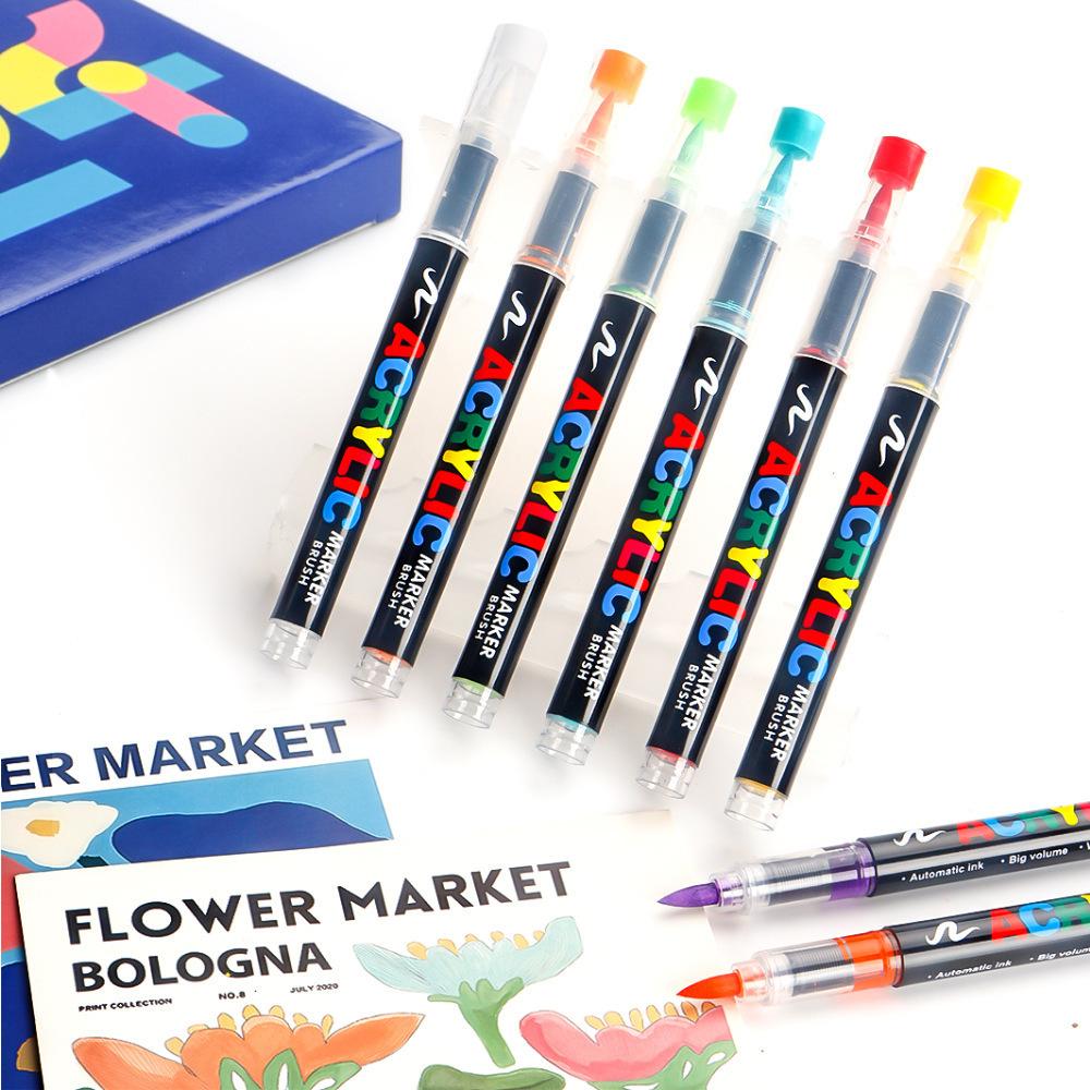 Marker Pens Hot Sale Straight-liquid Student Art Soft-tip Brush Large Capacity Stackable Color Pressure-free Color Marker Pens