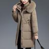Middle Age Woman Winter Long Coats Hooded Faux Fur Collar Casual Thick Warm Parkas Women's Jackets