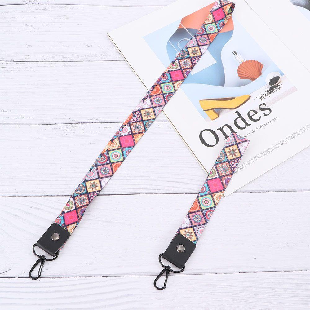 Long Tag Hang Strap Keychain Short Plaid Lanyards Key Rope Mobile Phone Straps Wrist Band