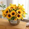 Букет икебаны из шелковых подсолнухов и роз: Искусственное цветочное художественное украшение