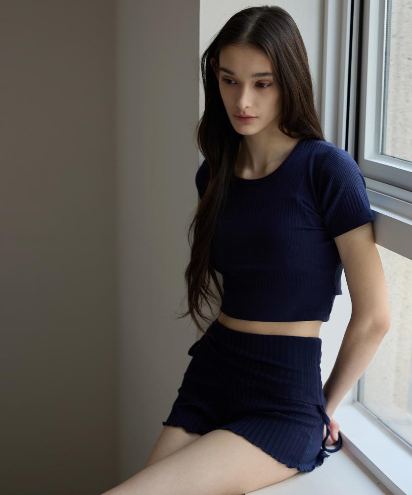 Женская одежда для йоги Debiweeo Devi-B0088-Navy Шорты с рюшами для пилатеса Viviana