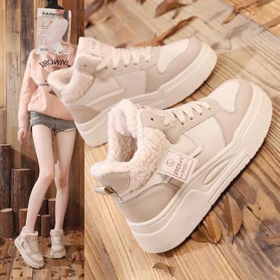 Зимние спортивные ботинки женские кроссовки плюс бархатные хлопковые туфли новые туфли на платформе со шнуровкой для женщин повседневные высокие кроссовки