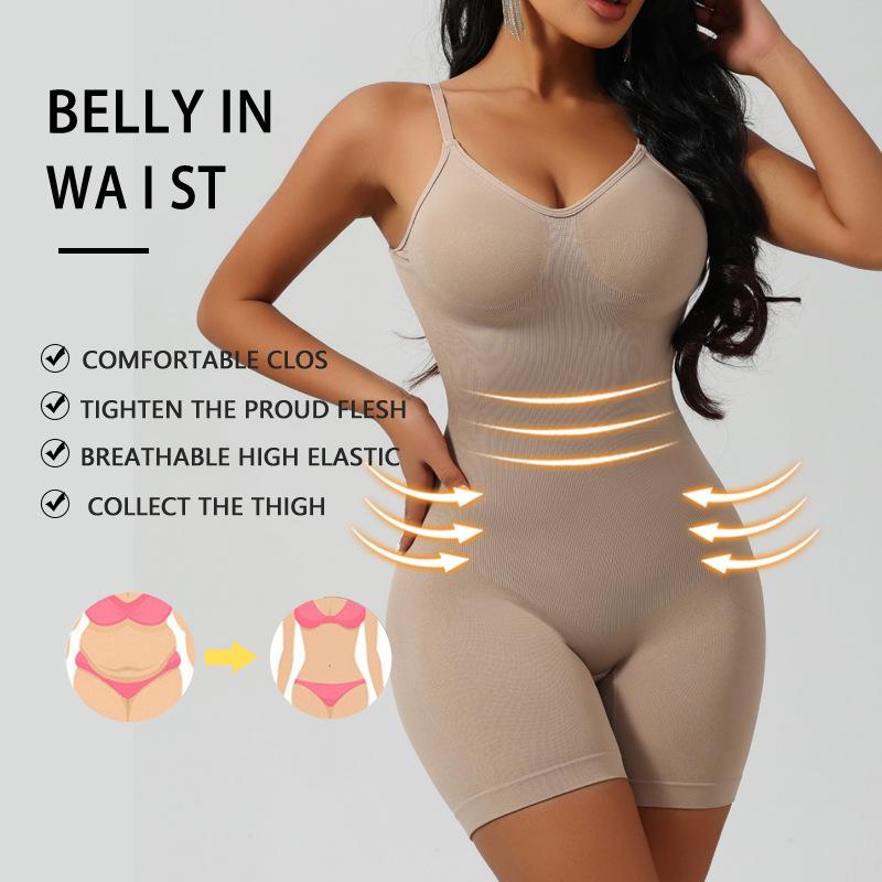 Women's Sexy Backless Full Body Shapewear Bodysuit, Tummy Control Waist Trainer Mid Thigh Shaper, Plus Size Seamless Butt Lifting Slimming Underwear
