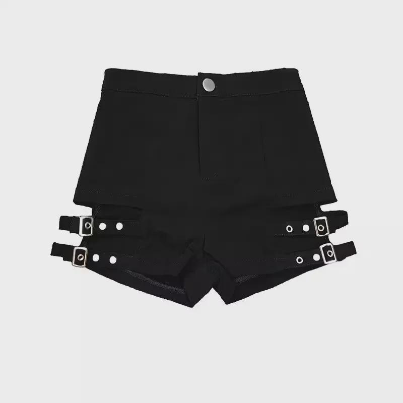 Women's High Waist Black Punk Dance Shorts