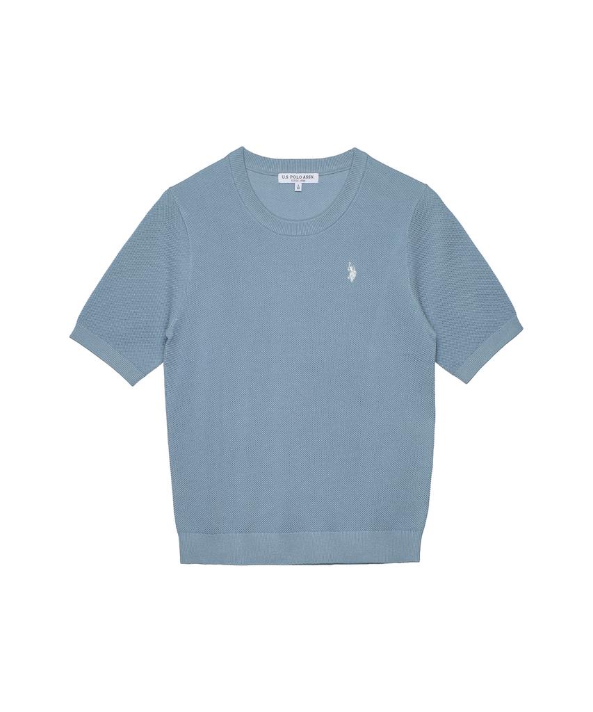 USPOLOASSN Cotton Short Sleeve Round Knit_Deep Mint