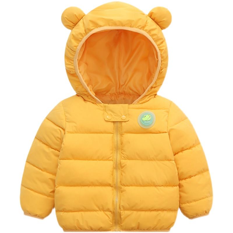 Милая куртка для маленьких девочек, легкие пуховые пальто для мальчиков с капюшоном и ушками, весенняя одежда для девочек, детская одежда для мальчиков, пальто