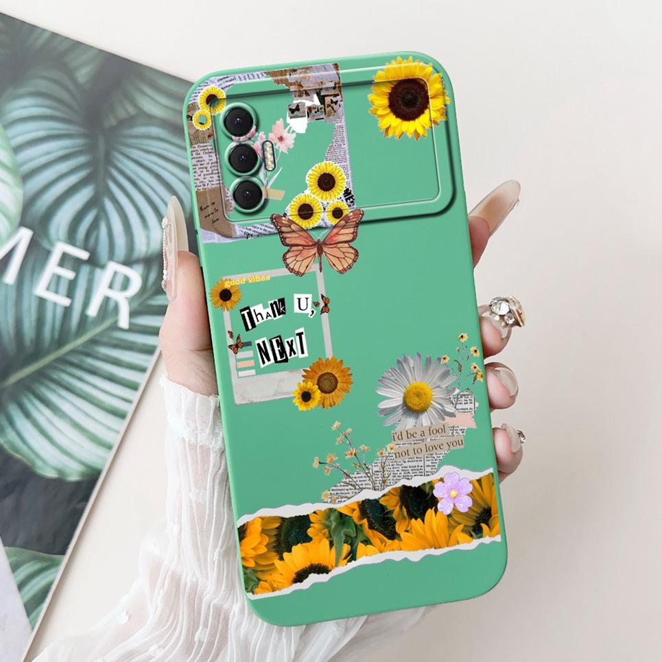 Phone Shell For Tecno Spark 8P Woman Fashion Flower Butterfly Coques For Tecno Spark 9T India Back Covers Soft Liquid Silicone