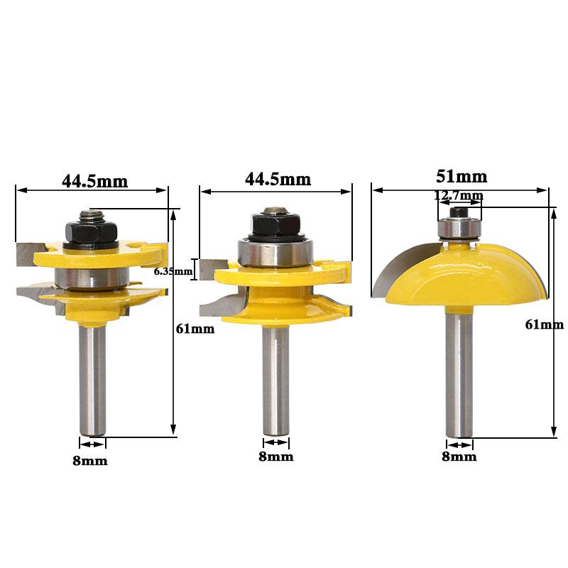 3 шт. 8 мм хвостовик приподнятая панель фреза для двери шкафа набор фрез для деревообработки фрезы по дереву твердосплавные фрезы дверной нож