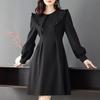 2023 Осень/Зима Утягивающее Черное Платье: Длинные рукава, воротник-стойка, размер плюс, узкая талия, молодежный вид