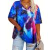 Женская футболка больших размеров XL-7XL с градиентным повседневным 3D-принтом, свободного кроя, с V-образным вырезом и короткими рукавами