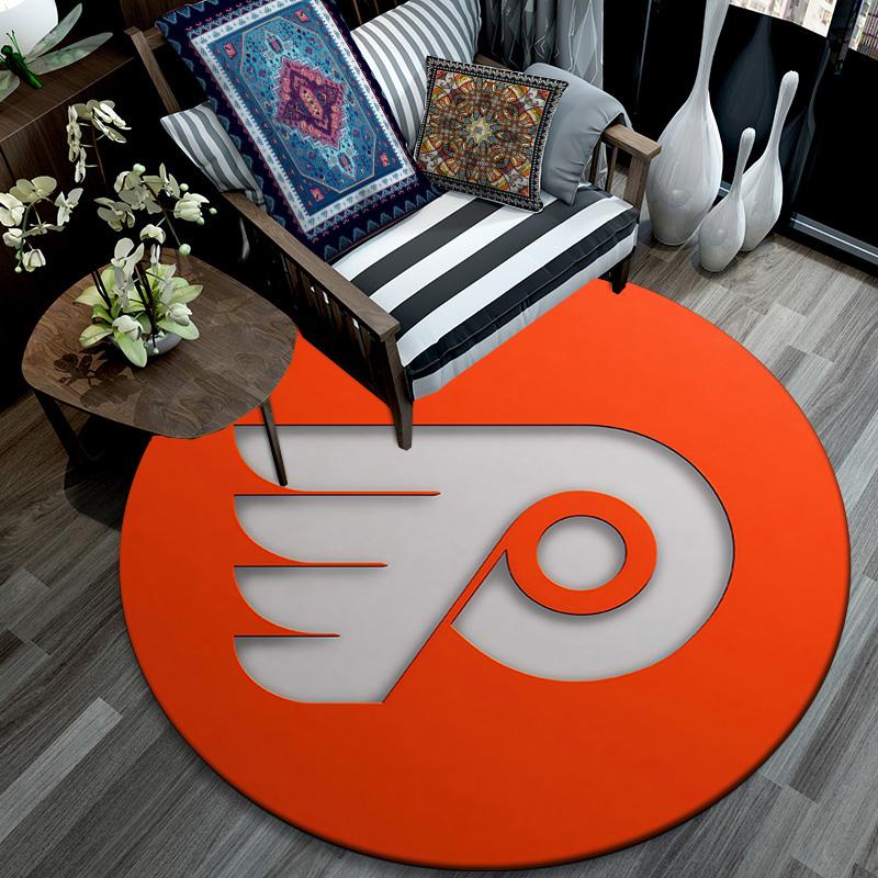 Philadelphia Flyers Round Area Rug,Carpet Rug for Living Room Bedroom Sofa Playroom Decor,Non-slip Floor Mat