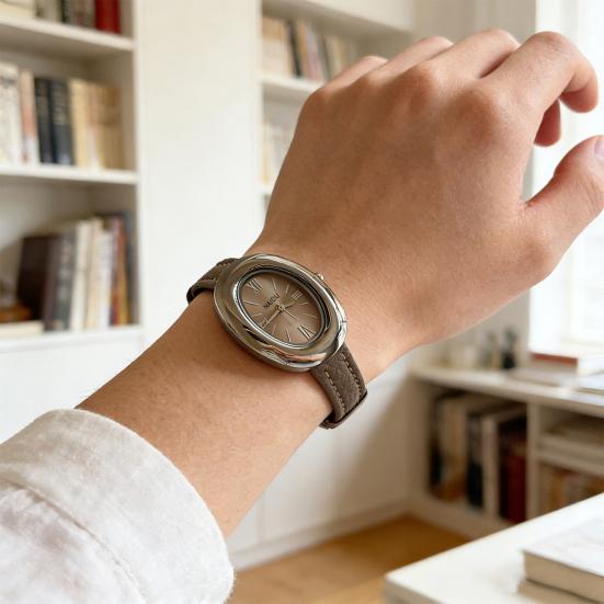 Женские овальные часы-платье Винтажный стиль Кварцевые часы Тонкий ремешок из искусственной кожи Элегантные ретро женские часы Подарок для нее Матери Матери Жены