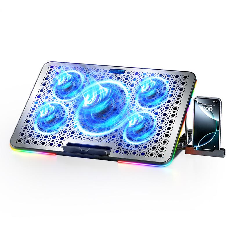 Охлаждающая подставка для ноутбука Crossbow F5 PLUS RGB с металлической поверхностью для игр