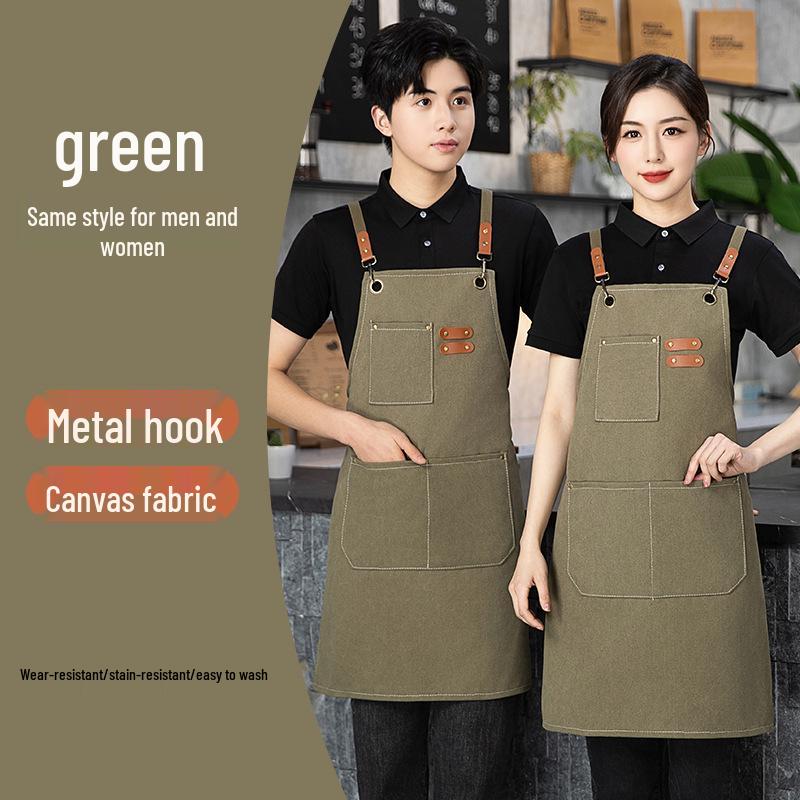 Canvas Kitchen Apron - Thick, Printed Waist Apron for Cafe, Waiter, and Milk Tea Shop
