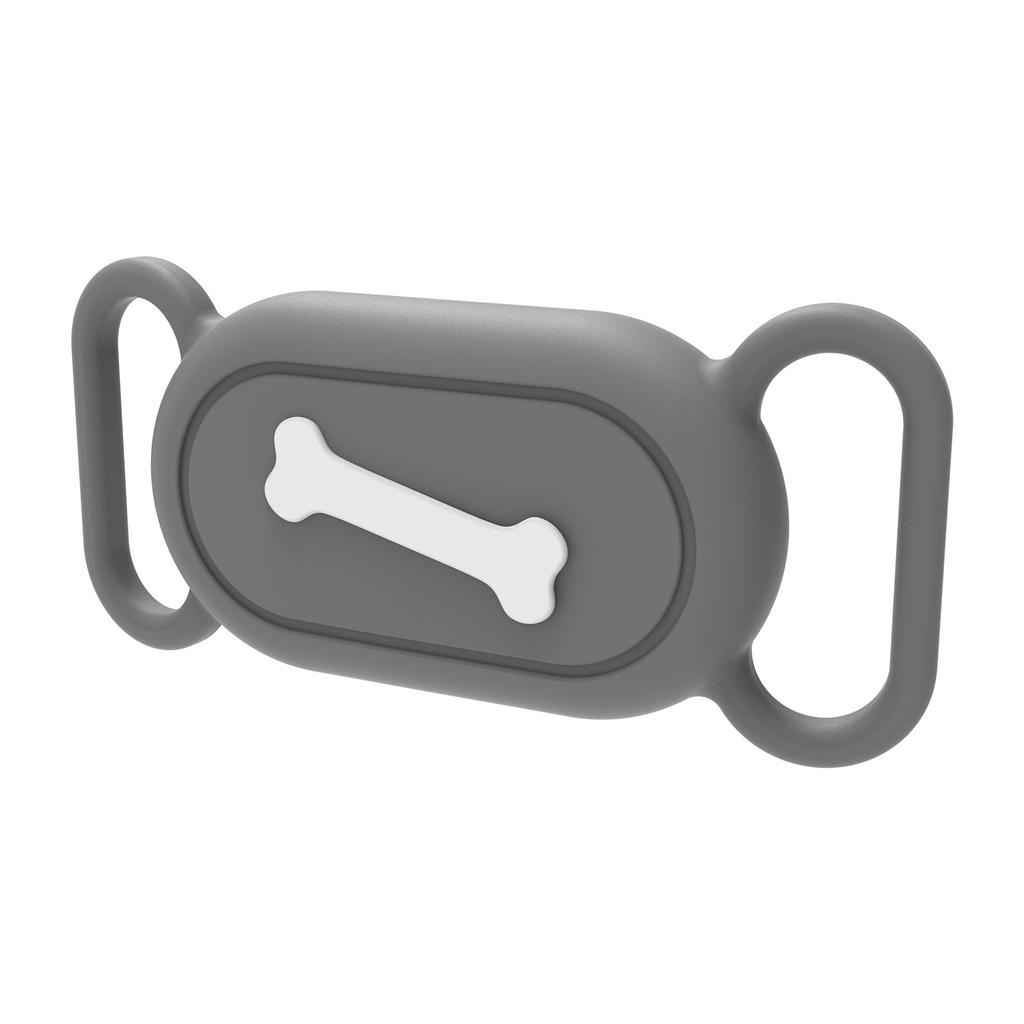 Silicone Cover for Samsung Galaxy SmartTag 2 Bluetooth-compatible Tracker Protective Case for Pet Dog / Cat - Bone Pattern / Black