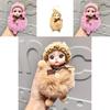 Cute Plush Big-eyed Doll Keychain With Colorful Bow For Stylish Bag Charm Collection