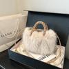 Плюшевая сумка женская осенне-зимняя для отдыха 2025 новая нишевая дизайнерская на плечо, сумка-мессенджер, портативная пушистая сумка-ведро