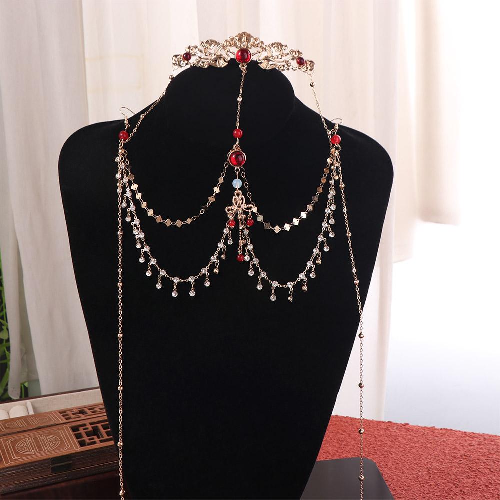 Tassel Rhinestone Head Chain Crown Wedding Headband Fairy Forehead Chain Women
