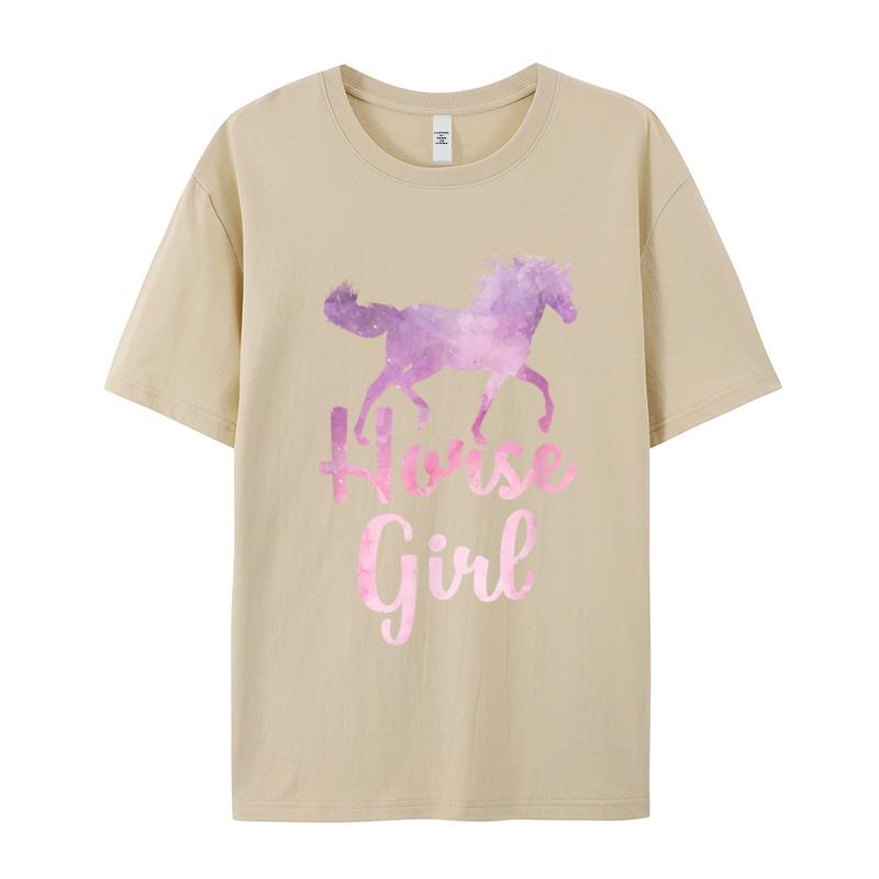 Slogan Horse Girl T Shirt Equestrian Birthday Short Sleeve Valentine Day Tees Funky Round Collar Cotton T Shirt Adult Tshirts