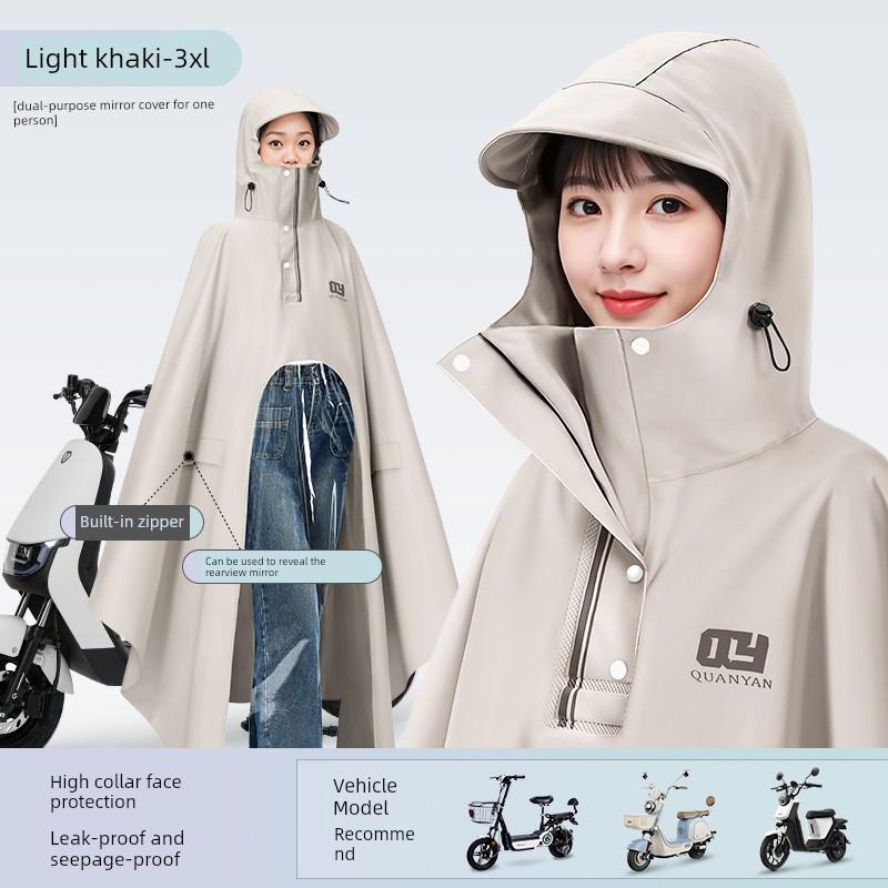 Electric Scooter Raincoat for Women, Single-Person, Long, Full-Body, Storm-Proof, Extra Large and Thick, Waterproof Poncho for Riding