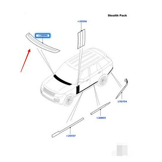 LR052722 Черная декоративная накладка капота Executive для Land Rover Range Rover 2013 года