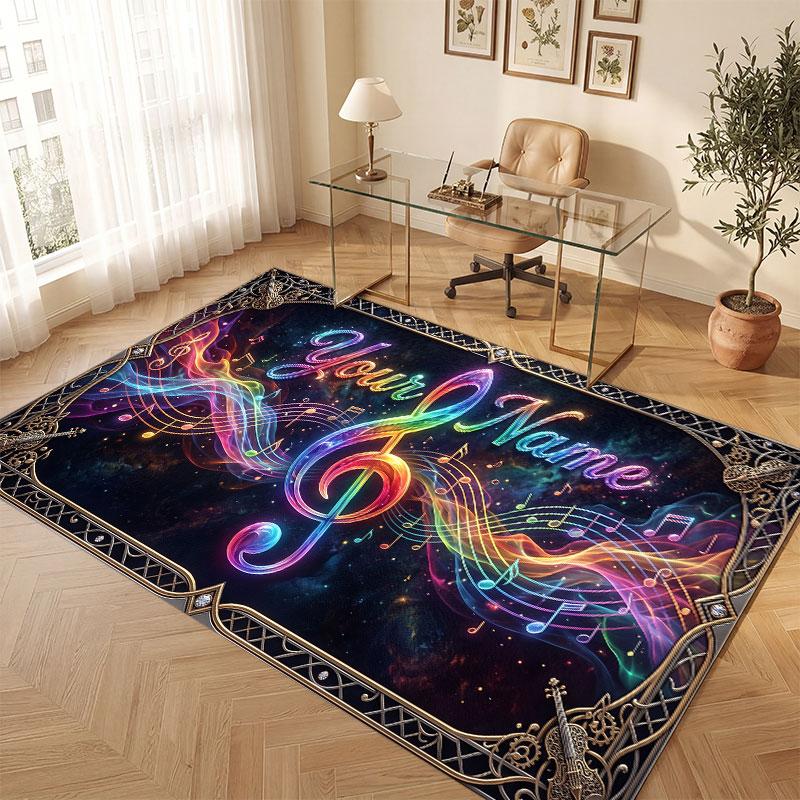Decorative Artwork Theme Crystal Velvet Floor Rug Personalized Custom Name Text Warm Carpet Home Decoration