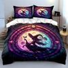 "Stained Glass Witch Decor Set" Multiple sizes kid's and adults' bedroom Exquisite 3PC bedding set, gift