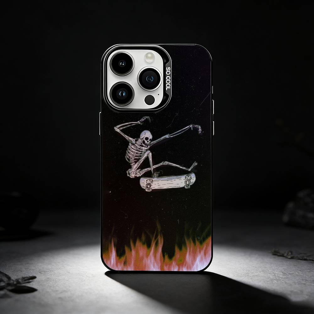COOL S-Skateboard Phone Case For iPhone 17,16,15,14,13,12,11 Plus,Pro Max,XS,Colored silver phone case