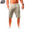 New Men's Cotton Linen Shorts Pants Male Summer Breathable Solid Color Linen Trousers Fitness Streetwear S-3XL