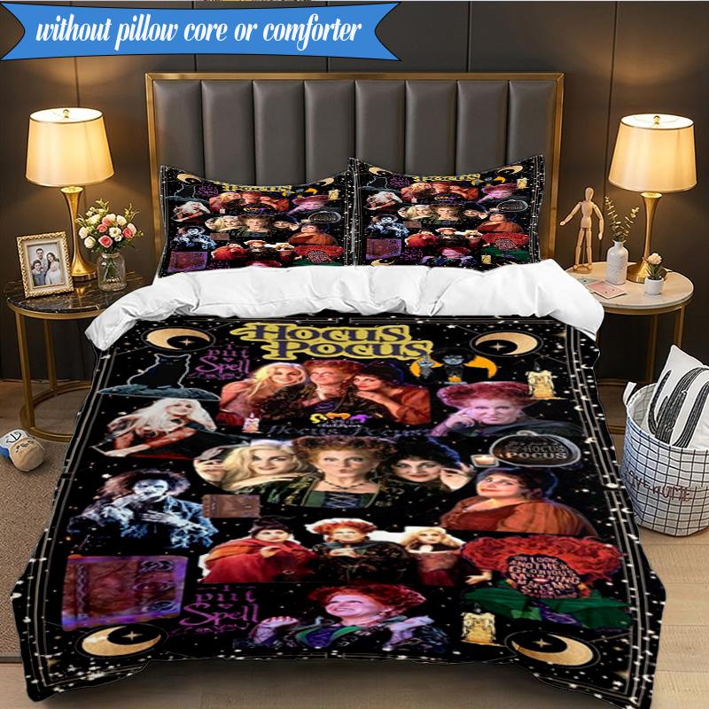 Halloween witches 3pcs K-pop music group Bedding set,Ideal for Bedroom, Dormitory,Including Duvet Cover And 2pcs Pillowcases,Fan gifts