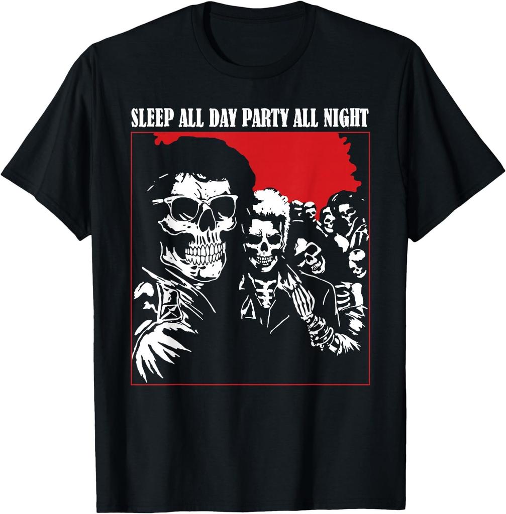 Sleep All Day Party All Night Horror Parody Thriller Funny T-Shirt