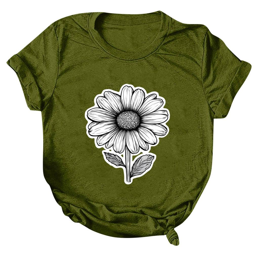 Женская модная повседневная футболка с круглым вырезом и принтом, пуловер с короткими рукавами, топ