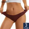 3Pcs/Lot Sexy No Trace Panties for Women Ice Silk Low Waist Underwear Sports Lingerie G-string Briefs Female Intimates