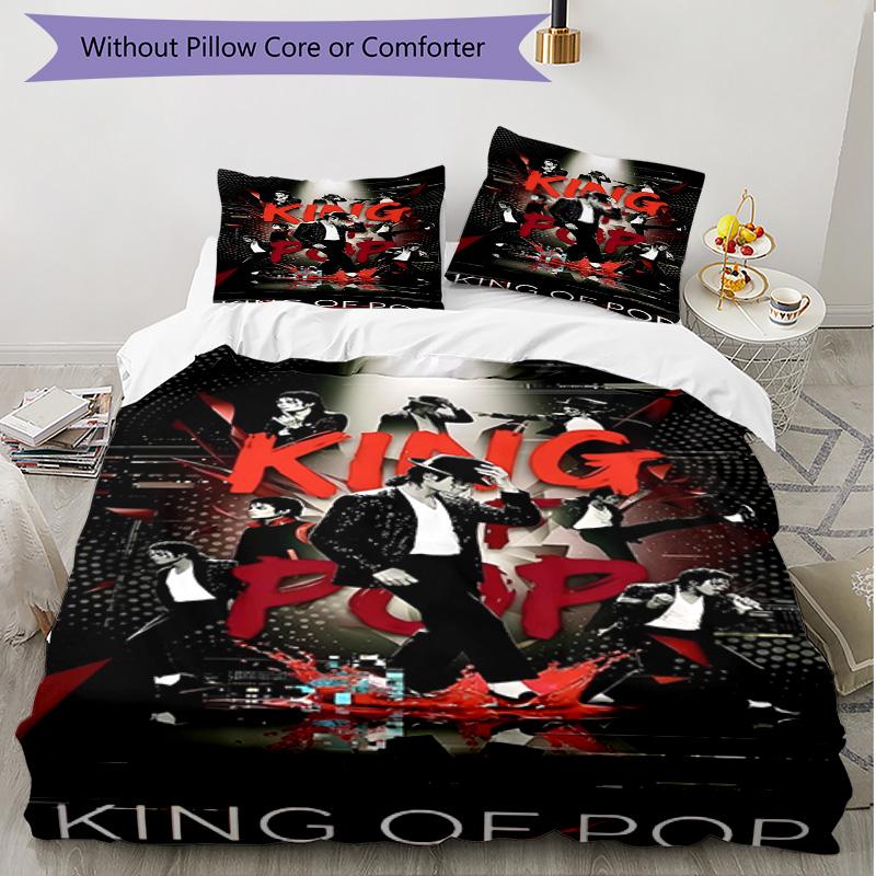 3pcs Duvet Cover Set (1*Duvet Cover + 2*Pillowcase, Without Core), Michael Jackson Print Soft All‑Season Bedding Set, Home Bedroom Decor Gift