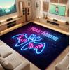 Neon Colorful Theme Crystal Velvet Floor Rug Personalized Custom Name Text Warm Carpet Home Decoration