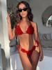 Европейский и американский бикини-треугольник красного цвета с завязками на шее 2026 года - Женский сексуальный купальник на бретельках