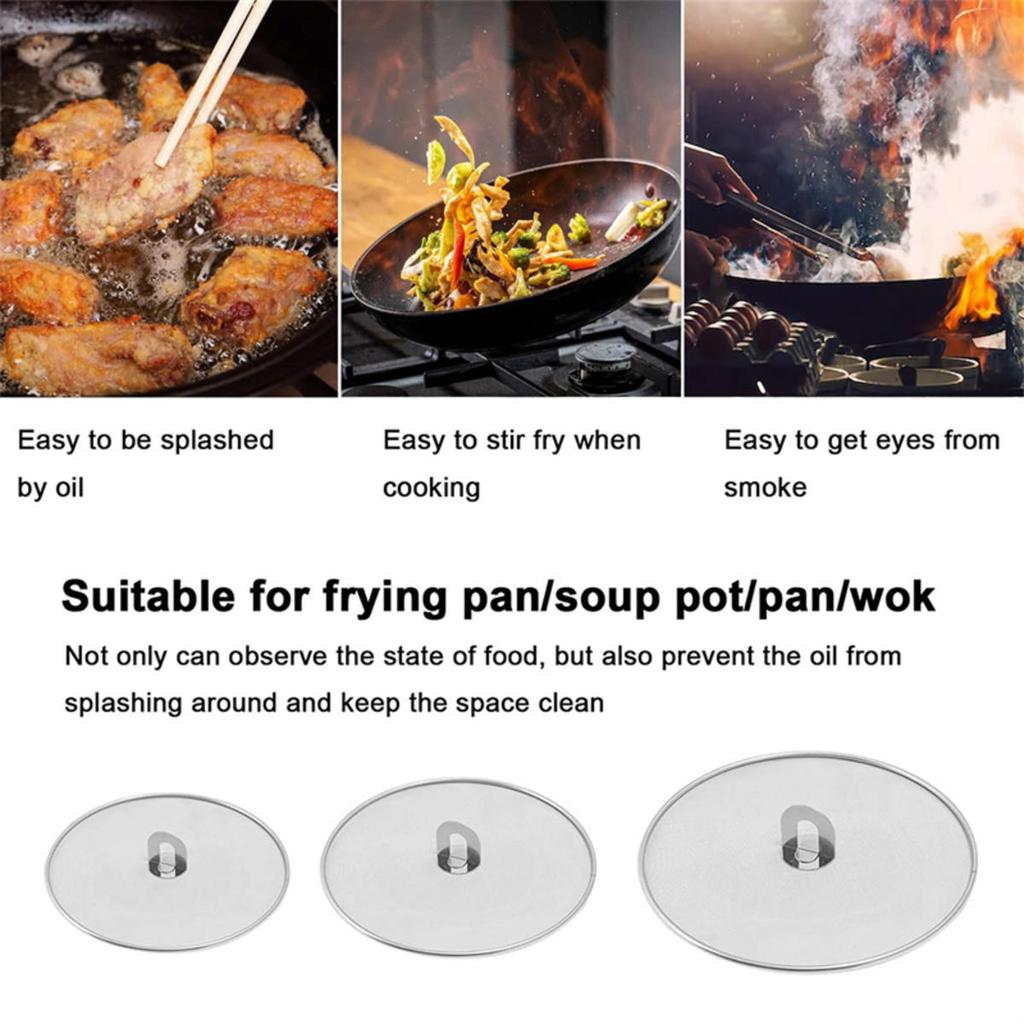 Защита от брызг из нержавеющей стали, противоскользящий масляный экран для сковороды, кухонные принадлежности для готовки, защита от брызг на плите, практичные гаджеты