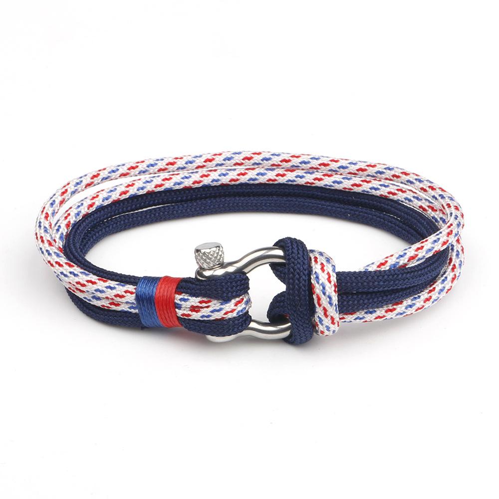 Браслет для выживания в стиле ВМС для кемпинга с парашютным шнуром и якорем для мужчин и женщин из черной нержавеющей стали для спорта