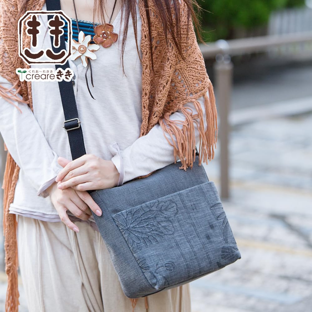Создать Женская сумка через плечо Kiki, Легкая, Crossbody, Сделано в Японии, Японский стиль, Окрашена чернилами и бинтантаном, Ткань Chinza с цветочным рисунком, Много