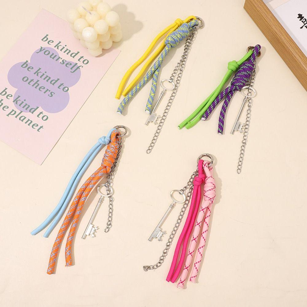 Anti-lost Colorful Braided Lanyard Beaded Nylon Rope Keyring Mobile Phone Lanyard New Year Gifts