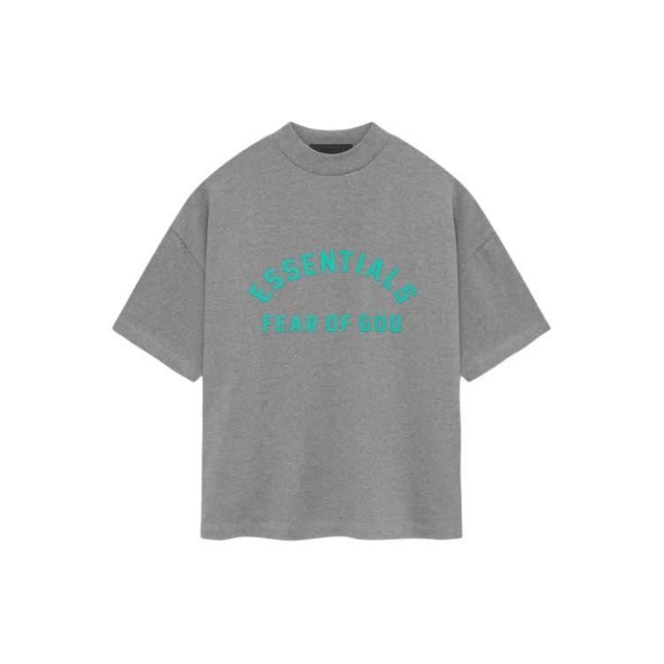 Fear of God Футболка из тяжелого джерси с короткими рукавами Essentials Темно-вересковая овсянка Мужские топы Серые 125SP242003F