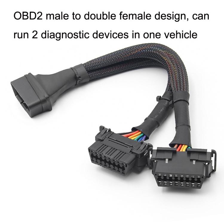 2 в 1 16-контактный автомобильный OBD угловой удлинительный кабель Преобразованный кабель